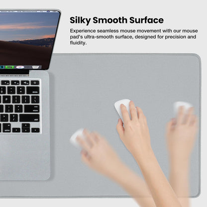Non-Slip Extended Mouse Pad Office&Home Desk Mat Stitched Edge | Light Gray Waterproof Fabric Mousepad for Keyboard, Computer Game 35.43"X15.74"X0.12"