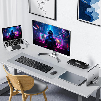 Non-Slip Extended Mouse Pad Office&Home Desk Mat Stitched Edge | Light Gray Waterproof Fabric Mousepad for Keyboard, Computer Game 35.43"X15.74"X0.12"