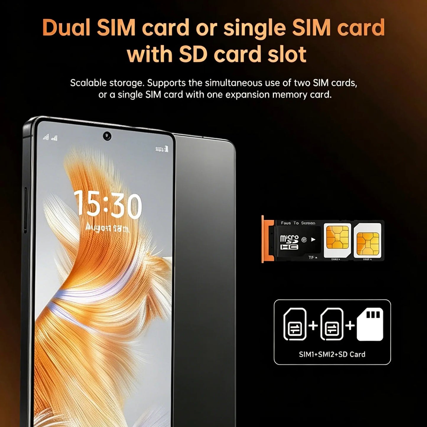Smartphone, 6.56-Inch, 5MP + 13MP Cameras, 4GB RAM + 32GB Rom,Dual SIM Dual Standby, Supports128Gb SD Card.