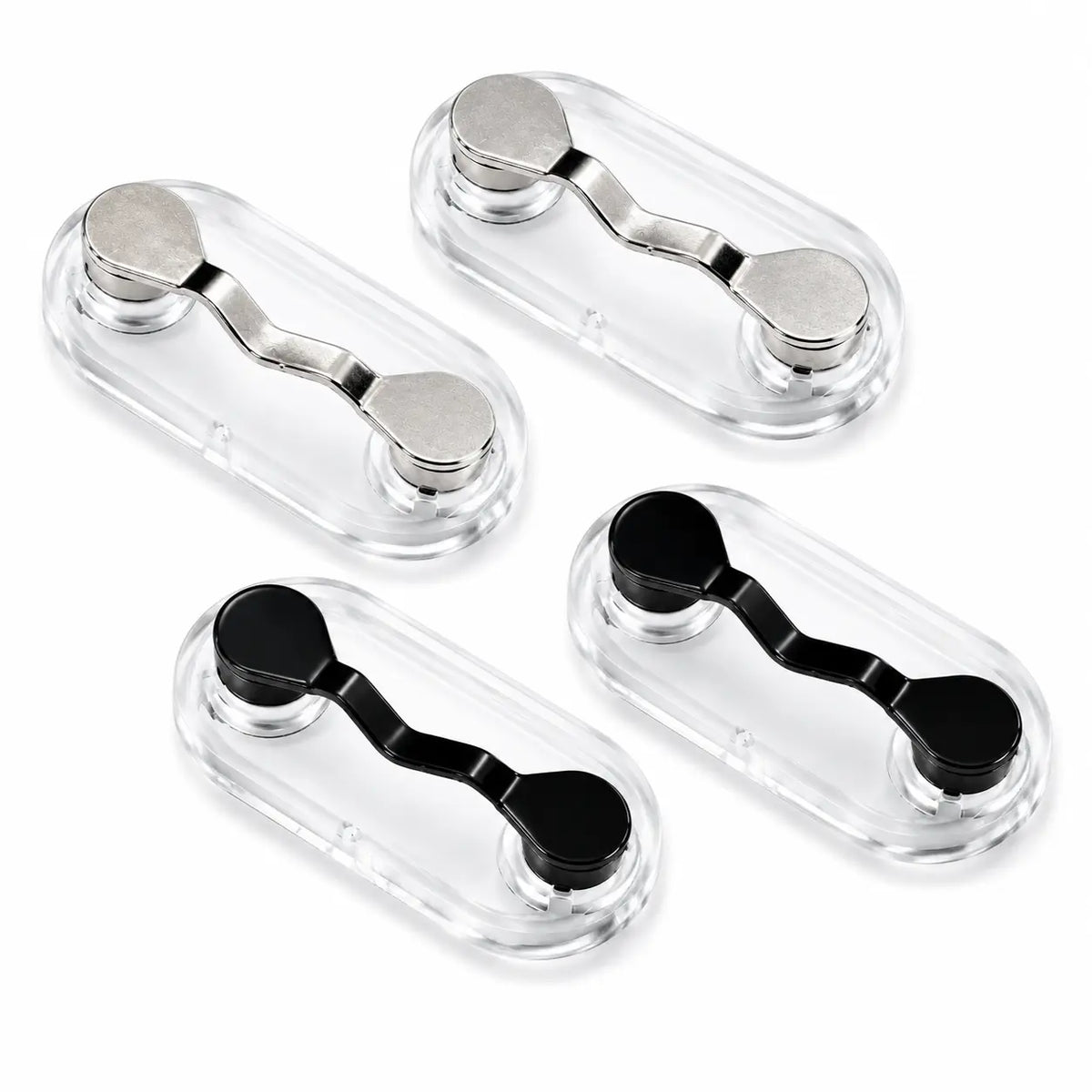 2 Pack Magnetic Eyeglass Holder Clips, Stainless Steel Black Glasses Fastener, Portable Eyewear Storage Clip for Sunglasses, Reading Glasses & Earphones
